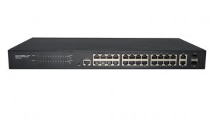 24口百兆+2千兆光电复用口二层管理型PoE交换机